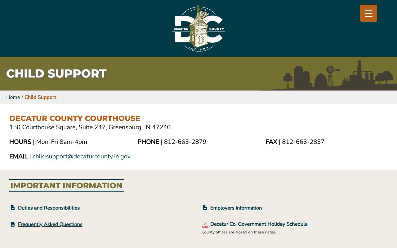 Decatur County arrest records and court charges courthouse office