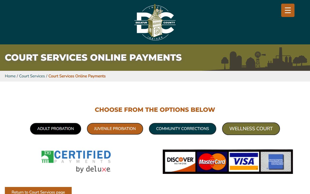 Decatur County court dockets Court Services payments
