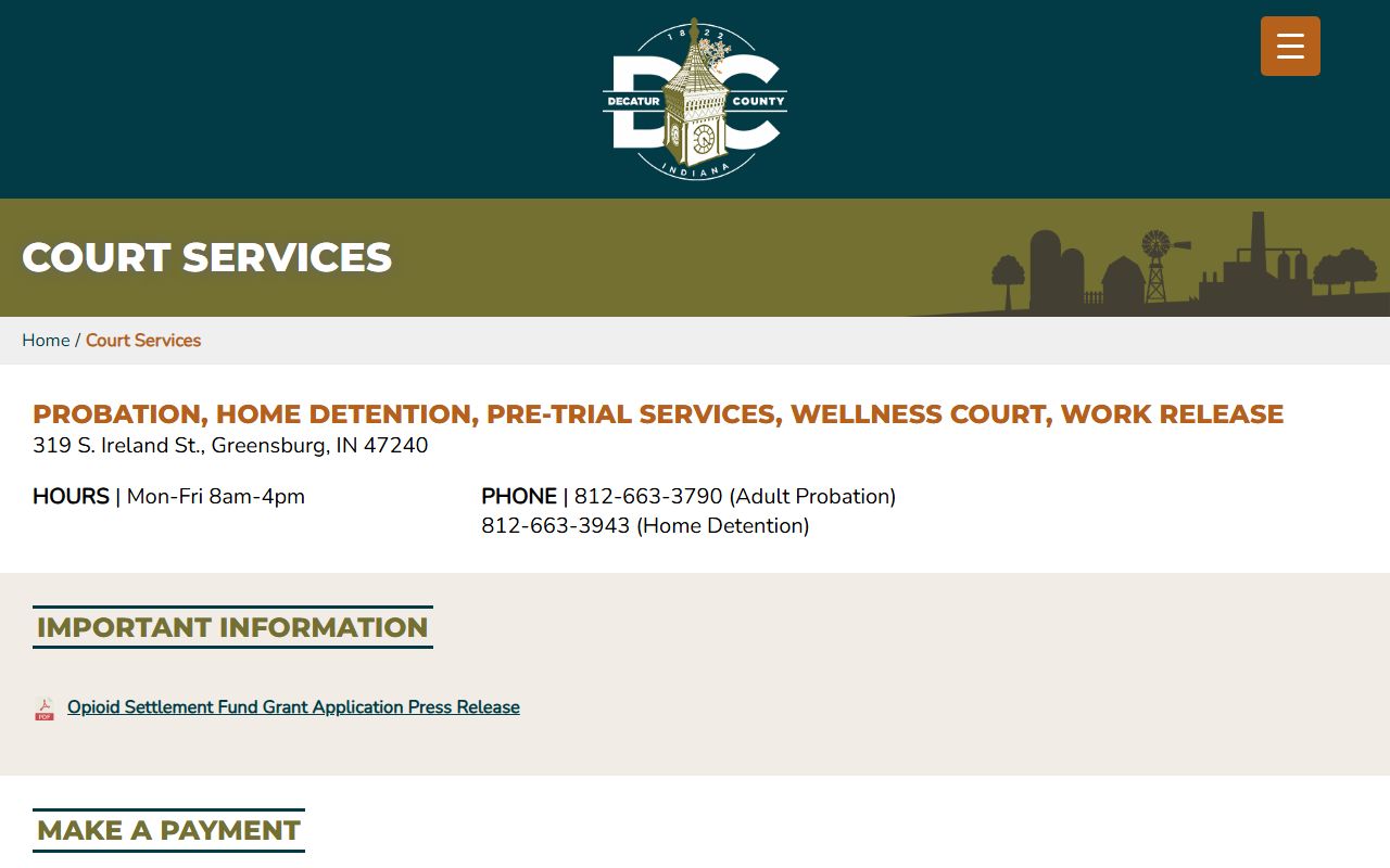Decatur County court dockets Court Services page