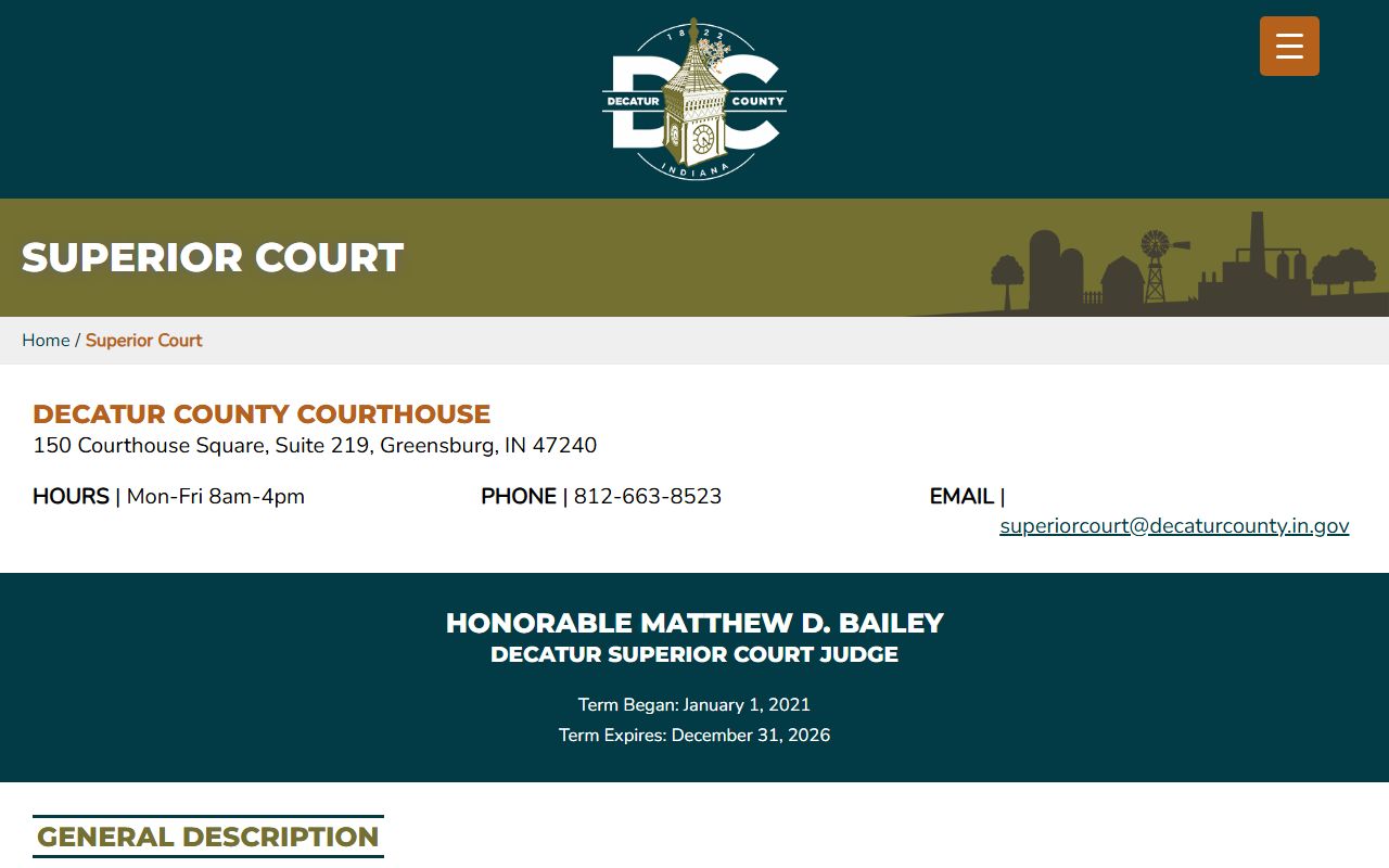 Decatur County Superior Court civil and criminal case records