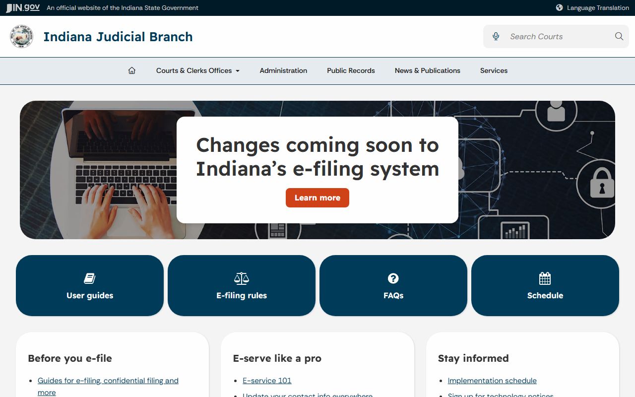 Decatur County Circuit Superior Court Indiana e-filing access