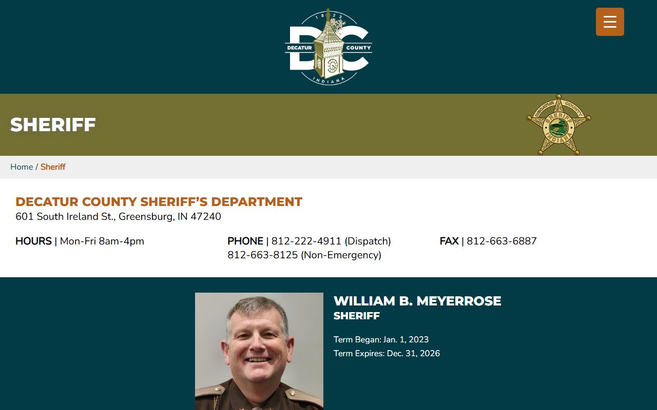 Decatur County inmate records sheriff office page