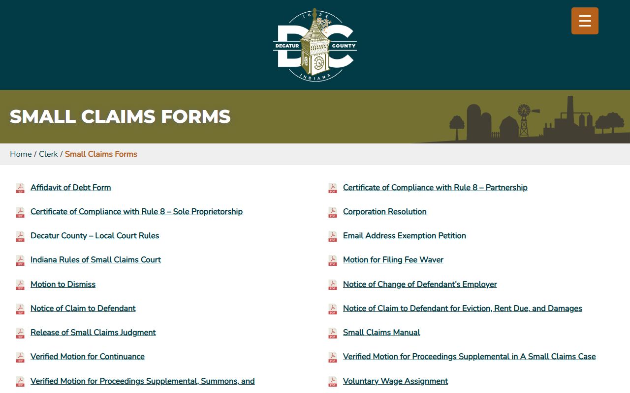 Decatur County traffic court records Clerk forms page